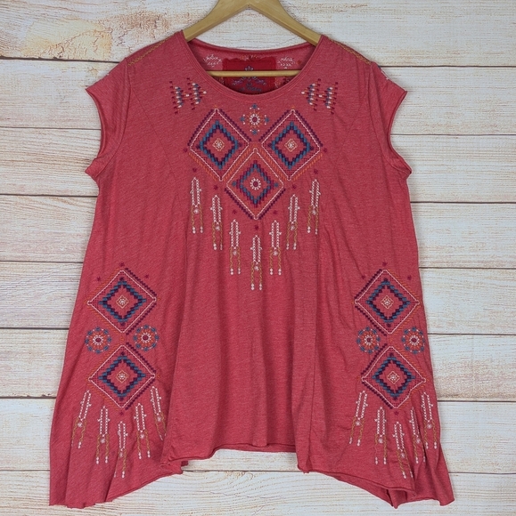 Johnny Was Size Medium M Boho Embroidered Tunic Top Corral Boxy Oversized - Picture 1 of 12